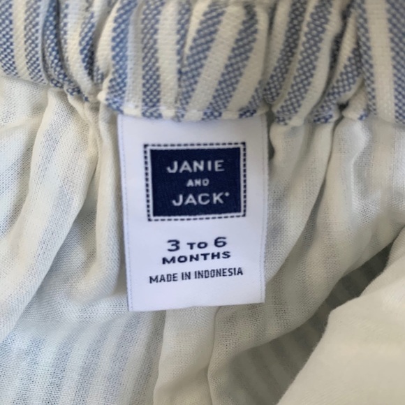 Janie and Jack Railroad Stripe Baby Overalls with Matching Hat, Size 3-6mo - Picture 3 of 12